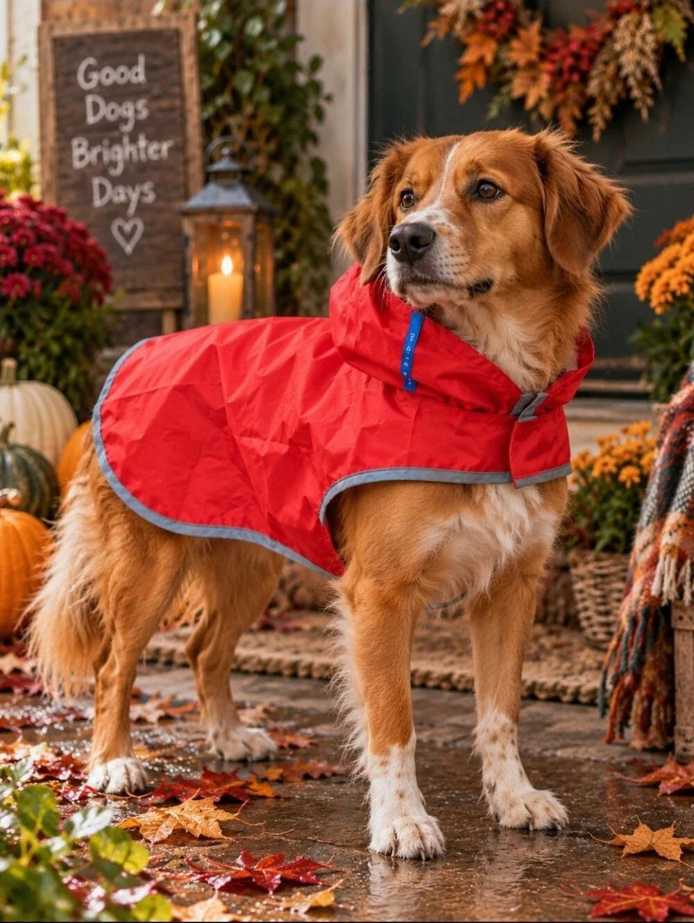 4/$15 RC Pets Medium Dog Raincoat Red Waterproof Rain Jacket Outdoor Dogcore